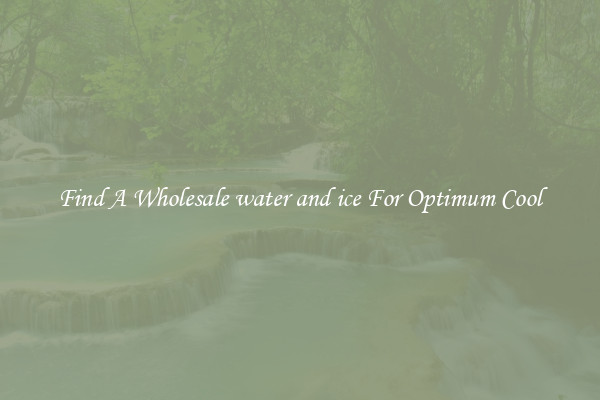 Find A Wholesale water and ice For Optimum Cool